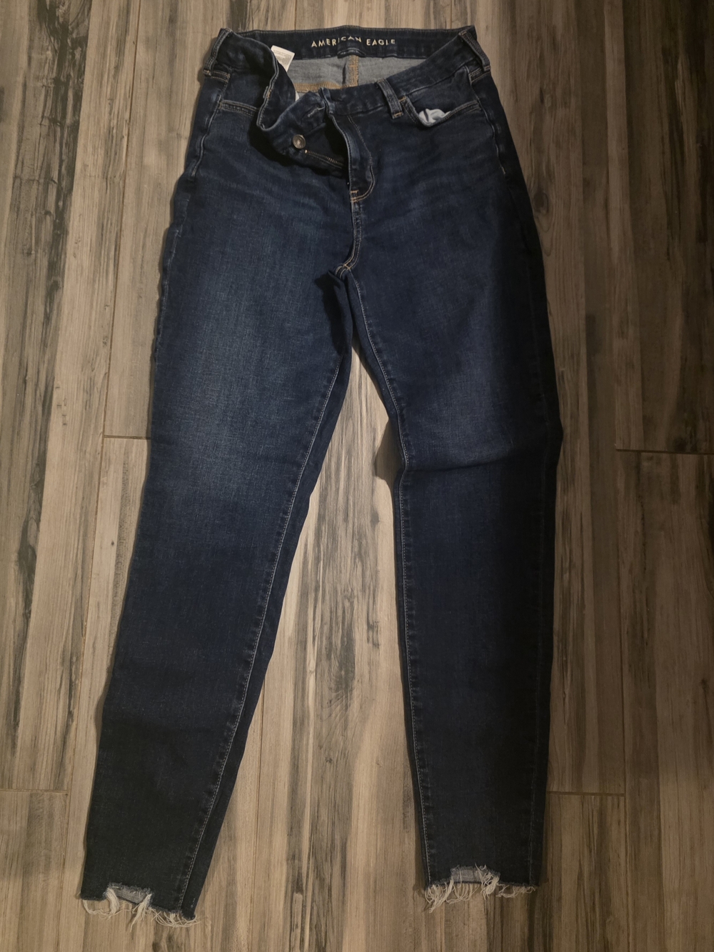 American Eagle Outfitters Women's Dark Blue High-Rise Skinny Jeans